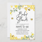 Floral Bumble Bee Thereed Baby shower Invitation Kaart (Voorkant)