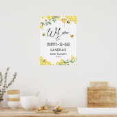 Floral Bumble Bee ThMED Baby shower Welcome Sign Poster (Keuken)