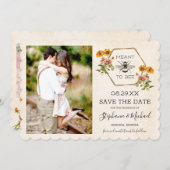 Floral Bumble Bewaar de datum Save The Date (Voorkant / Achterkant)