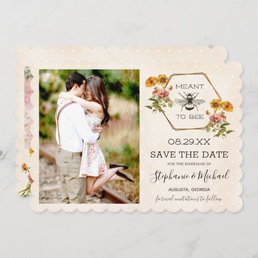 Floral Bumble Bewaar de datum Save The Date (Voorkant / Achterkant)