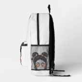 Floral Bun Girl – Zomerchic Bedrukte Rugzak (Rechts)