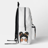 Floral Bun Girl – Zomerchic Bedrukte Rugzak (Links)