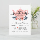Floral Bunch Tea Party Blush Pink Baby shower Kaart (Staand voorkant)