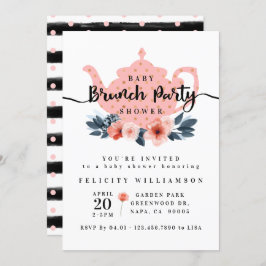 Floral Bunch Tea Party Blush Pink Baby shower Kaart