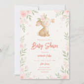 Floral Bunny Baby shower Kaart (Voorkant)
