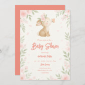 Floral Bunny Baby shower Kaart (Voorkant / Achterkant)