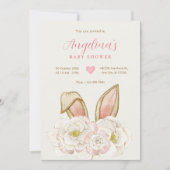 Floral bunny baby shower kaart (Voorkant)