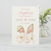 Floral bunny baby shower kaart (Staand voorkant)