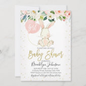 Floral Bunny Baby shower van Sweet Girl Kaart (Voorkant)