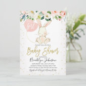 Floral Bunny Baby shower van Sweet Girl Kaart (Staand voorkant)
