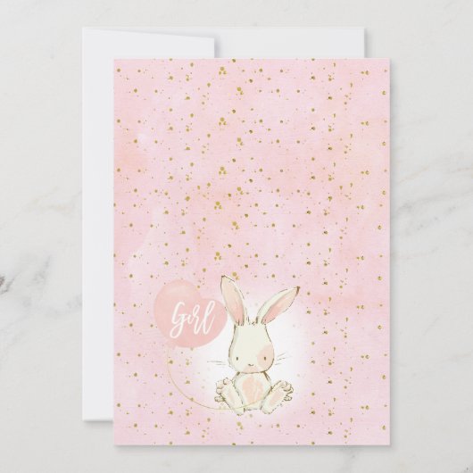 Floral Bunny Baby shower van Sweet Girl Kaart (Achterkant)