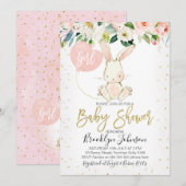 Floral Bunny Baby shower van Sweet Girl Kaart (Voorkant / Achterkant)