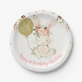 Floral Bunny Birthday Party Paper Bord