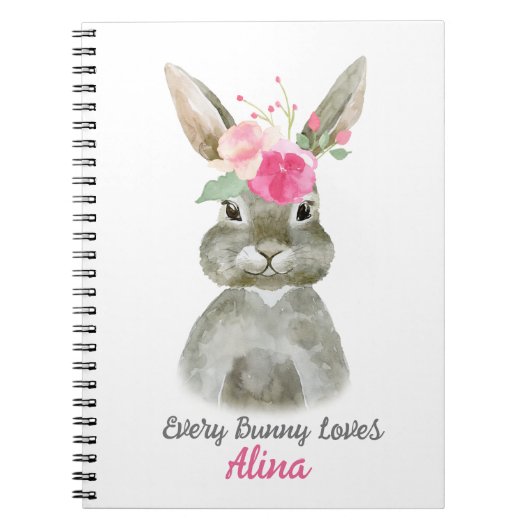 Floral Bunny-blocnote Notitieboek (Voorkant)