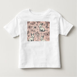 Floral Bunny Doodle T-shirt | Schattige & Gezellig