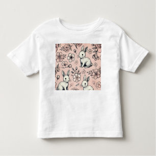 Floral Bunny Doodle T-shirt Schattige & Gezellig