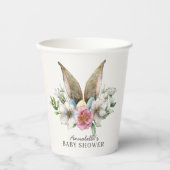 Floral Bunny Ear Baby shower Cups Papieren Bekers (Voorkant)