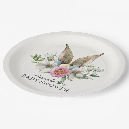 Floral Bunny Ear Baby shower Paper Bord (Gekanteld)