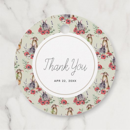 Floral Bunny Ear Bedankjes Labels (Achterkant)