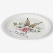 Floral Bunny Ear Birthday Papieren Bordje (Gekanteld)