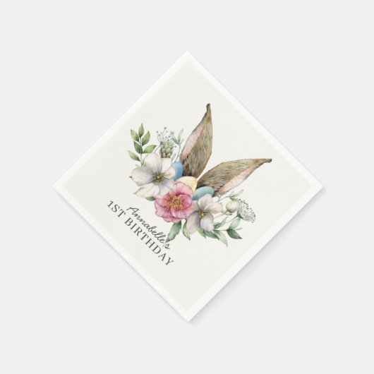 Floral Bunny Ear Birthday Servet (Hoek)