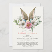 Floral Bunny Ear Drive-by Vrijgezellenfeest Kaart (Voorkant)