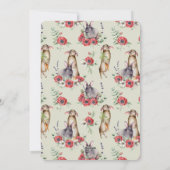 Floral Bunny Ear & Eieren Pasen Feestdagenkaart (Achterkant)