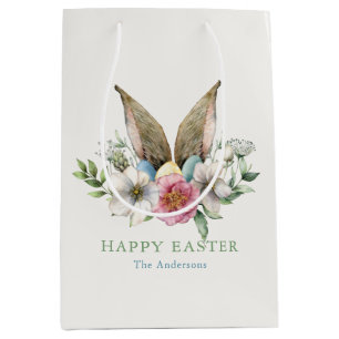 Floral Bunny Ear & Eieren Pasen Medium Cadeauzakje