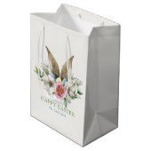 Floral Bunny Ear & Eieren Pasen Medium Cadeauzakje (Achterkant Gekanteld)