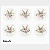 Floral Bunny Ear Spring Easter Ronde Sticker (Vel)
