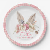 Floral Bunny Ears Borden paaspapier Papieren Bordje (Voorkant)