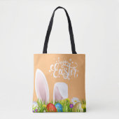 Floral Bunny Ears Happy Pasen | Canvas tas (Voorkant)