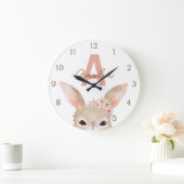 Floral Bunny Ears Monogram Nursery Clock Personali Grote Klok (Huis)