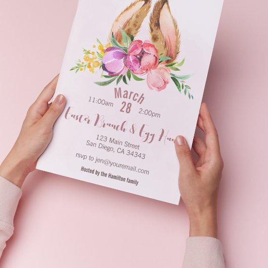 Floral Bunny Ears Uitnodiging