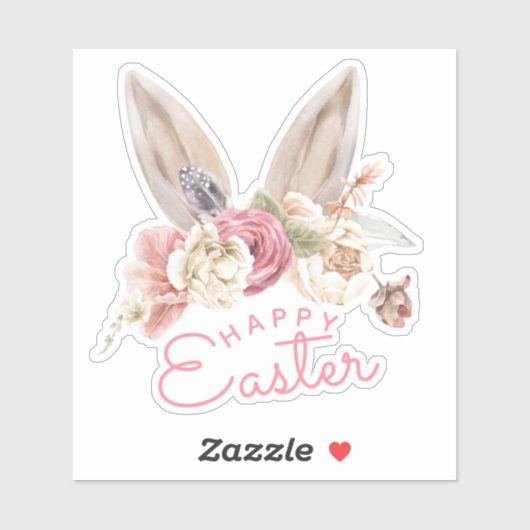 Floral Bunny Ears | Vrolijk Pasen Sticker (Vel)