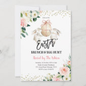 Floral Bunny Easter Brunch en Egg Hunt Uitnodiging (Voorkant)