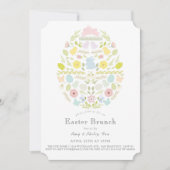 Floral Bunny Easter Egg Green Easter Brunch Kaart (Voorkant)