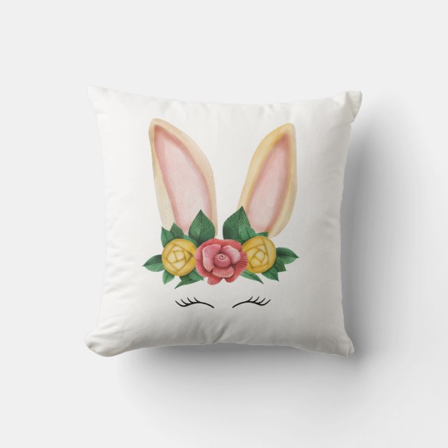 Floral Bunny Fantasy Kussen (Voorkant)