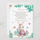 Floral Bunny Girl Baby shower Hartelijk dank Bedankkaart (Voorkant)