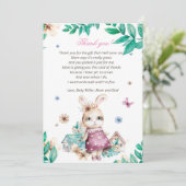 Floral Bunny Girl Baby shower Hartelijk dank Bedankkaart (Staand voorkant)