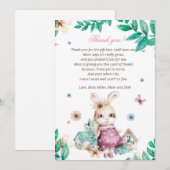 Floral Bunny Girl Baby shower Hartelijk dank Bedankkaart (Voorkant / Achterkant)