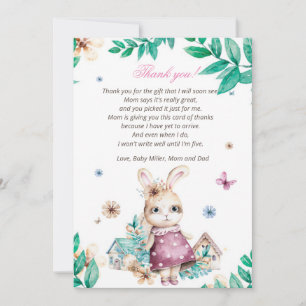 Floral Bunny Girl Baby shower Hartelijk dank Bedankkaart