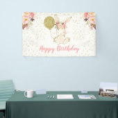 Floral Bunny Happy Birthday Banner (Beurs)