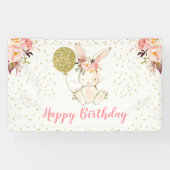 Floral Bunny Happy Birthday Banner (Horizontaal)
