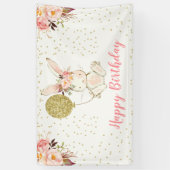 Floral Bunny Happy Birthday Banner (Verticaal)