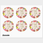 Floral Bunny Happy Easter Spring Gift Ronde Sticker (Vel)