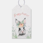 Floral Bunny Happy Pasen Cadeaulabel (Voorkant)