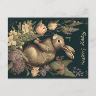 Floral Bunny Hop: Antiek paasgroeten, hap Briefkaart