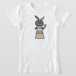 Floral Bunny Illustration T-Shirt voor Meisjes
