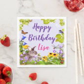 Floral Bunny Konijn Verjaardagsfeest Servet (Insitu)